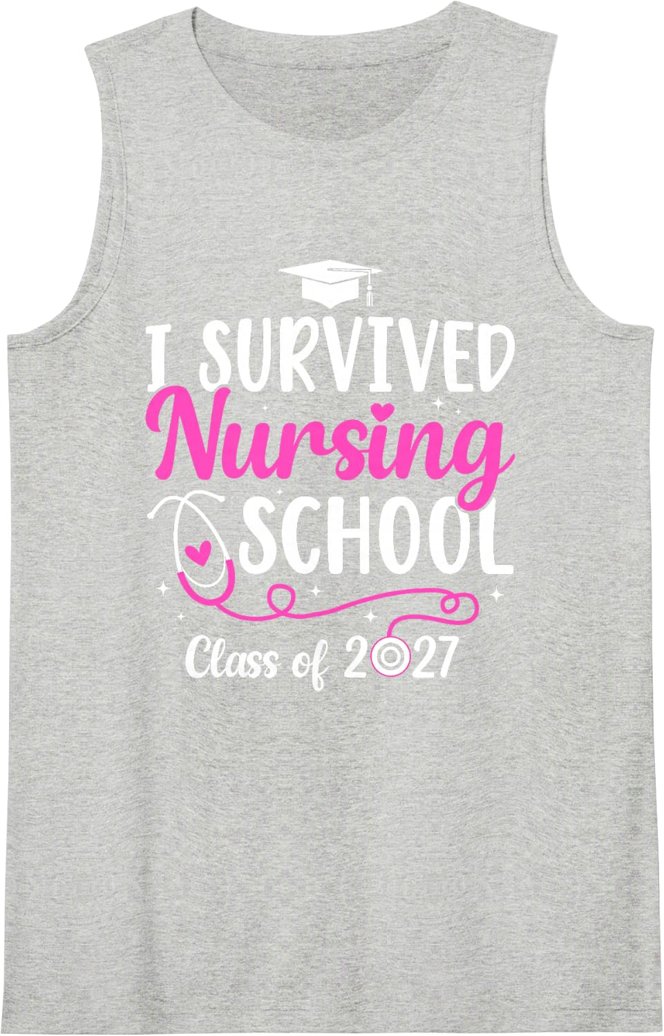 Survived Nursing School Nurse Graduation Nursing Grad 2027 Sleeveless Tank Top - Heather Grey