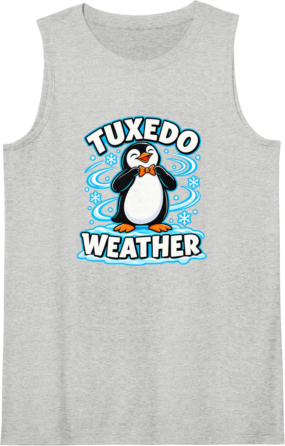 Tuxedo Weather Penguin Winter Humor Sleeveless Tank Top - Heather Grey