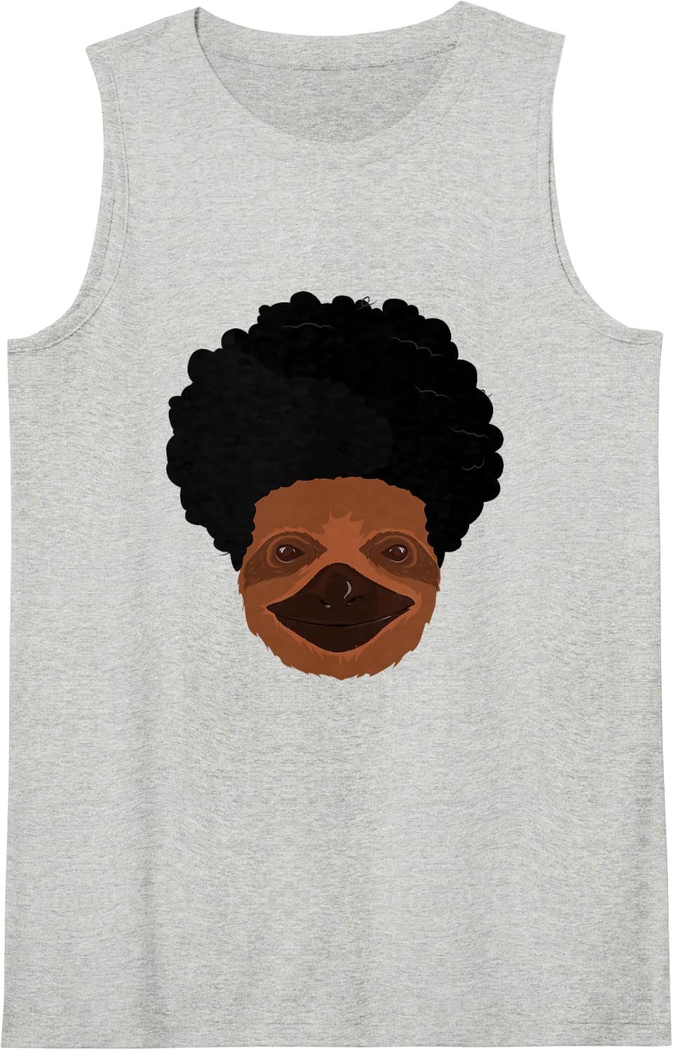 Sloth with Afro Hair Sleeveless Tank Top - Heather Grey