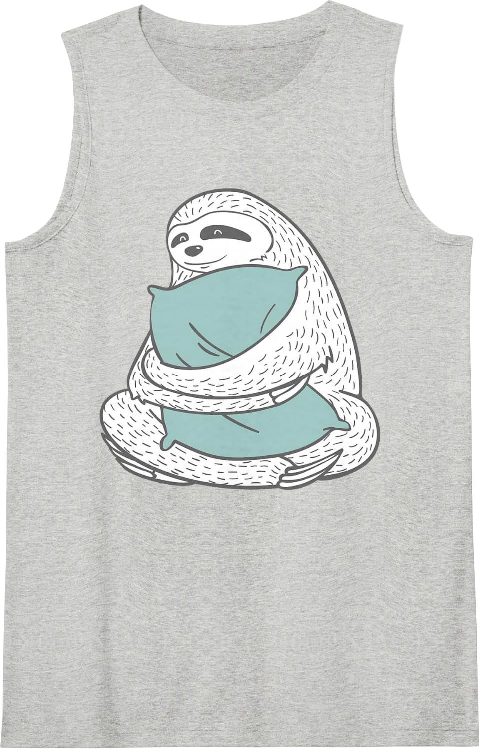 Cute Sloth Hugging Pillow Cozy Lazy Days Homebody Humor Tank Top - Heather Grey