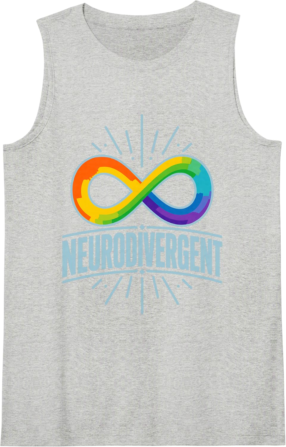 Neurodivergent Rainbow Infinity Symbol Acceptance Sleeveless Tank Top - Heather Grey