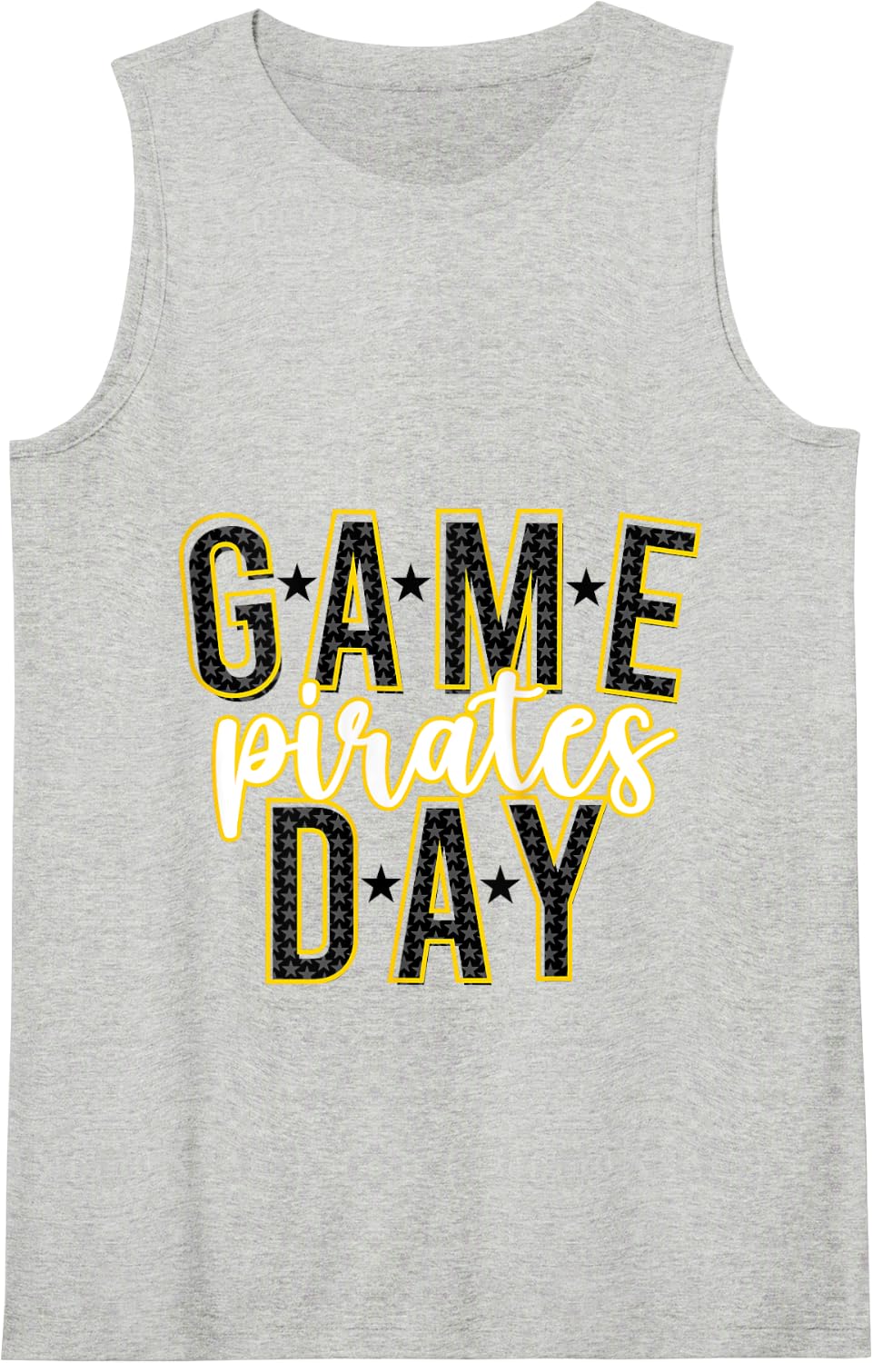 Pirate Game Day Checkered Black Yellow Pirates School Spirit Tank Top - Heather Grey