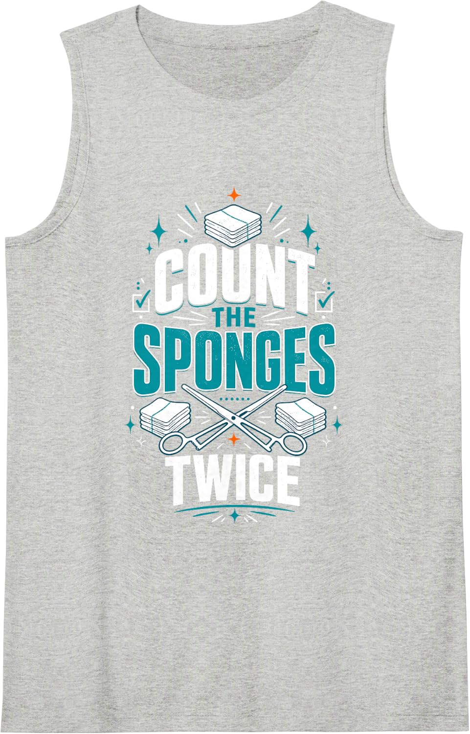 Count The Sponges OR Nurse Surgical Tech Sleeveless Tank Top - Heather Grey