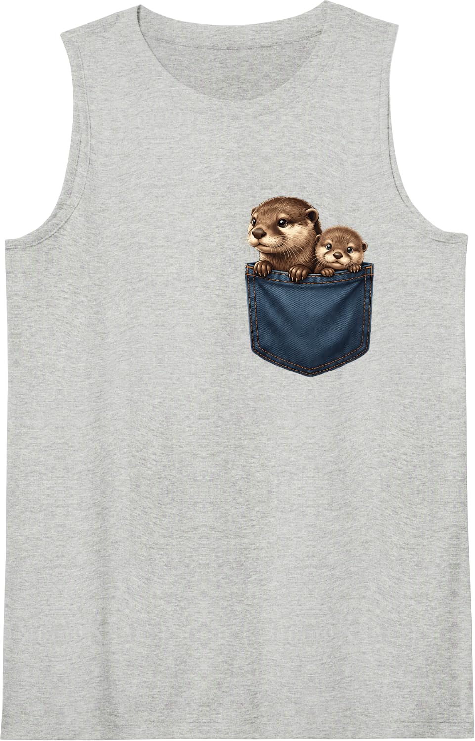 Otter Pocket Sleeveless Tank Top - Heather Grey