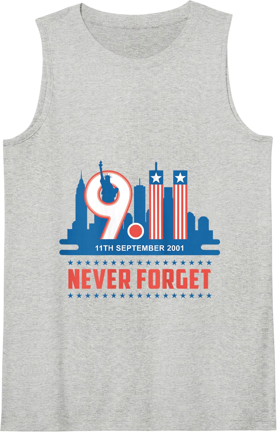 Never Forget September 11 2001 Memorial Day American Flag Tank Top - Heather Grey