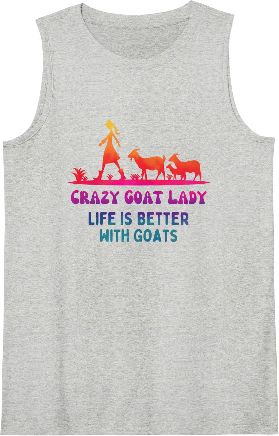 Crazy Goat Lady - Life is Better with Goats Sleeveless Tank Top - Heather Grey