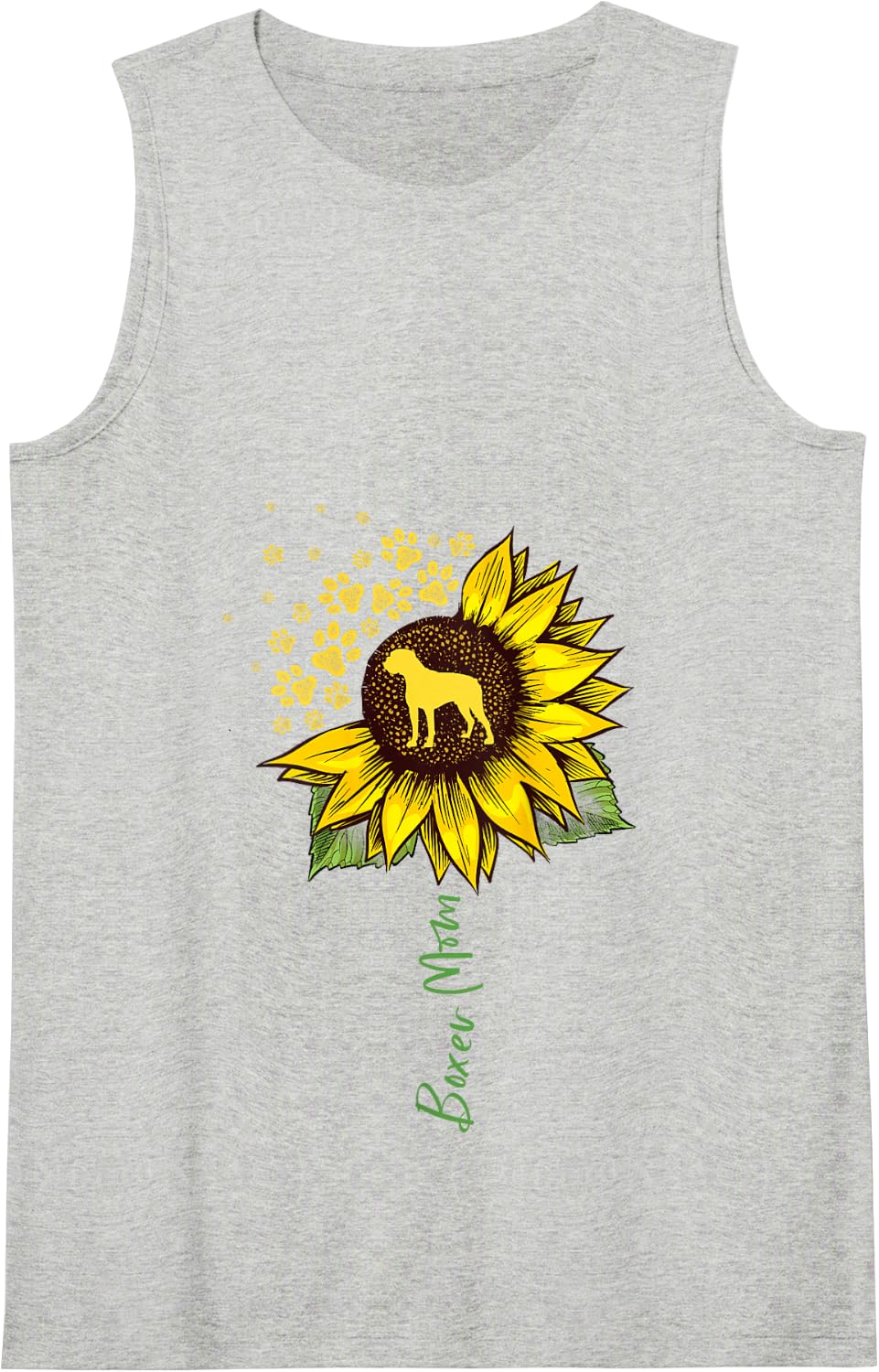 Boxer Mom Sunflower Boxer Dog Gifts Dog Mom Mama Tank Top - Heather Grey