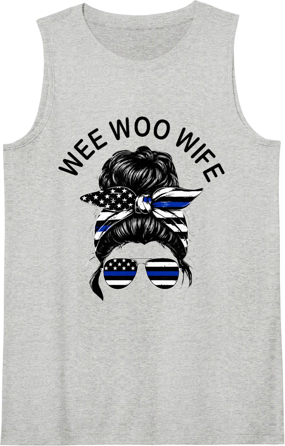 Police Officer Wife Wee Woo Wife Sleeveless Tank Top - Heather Grey