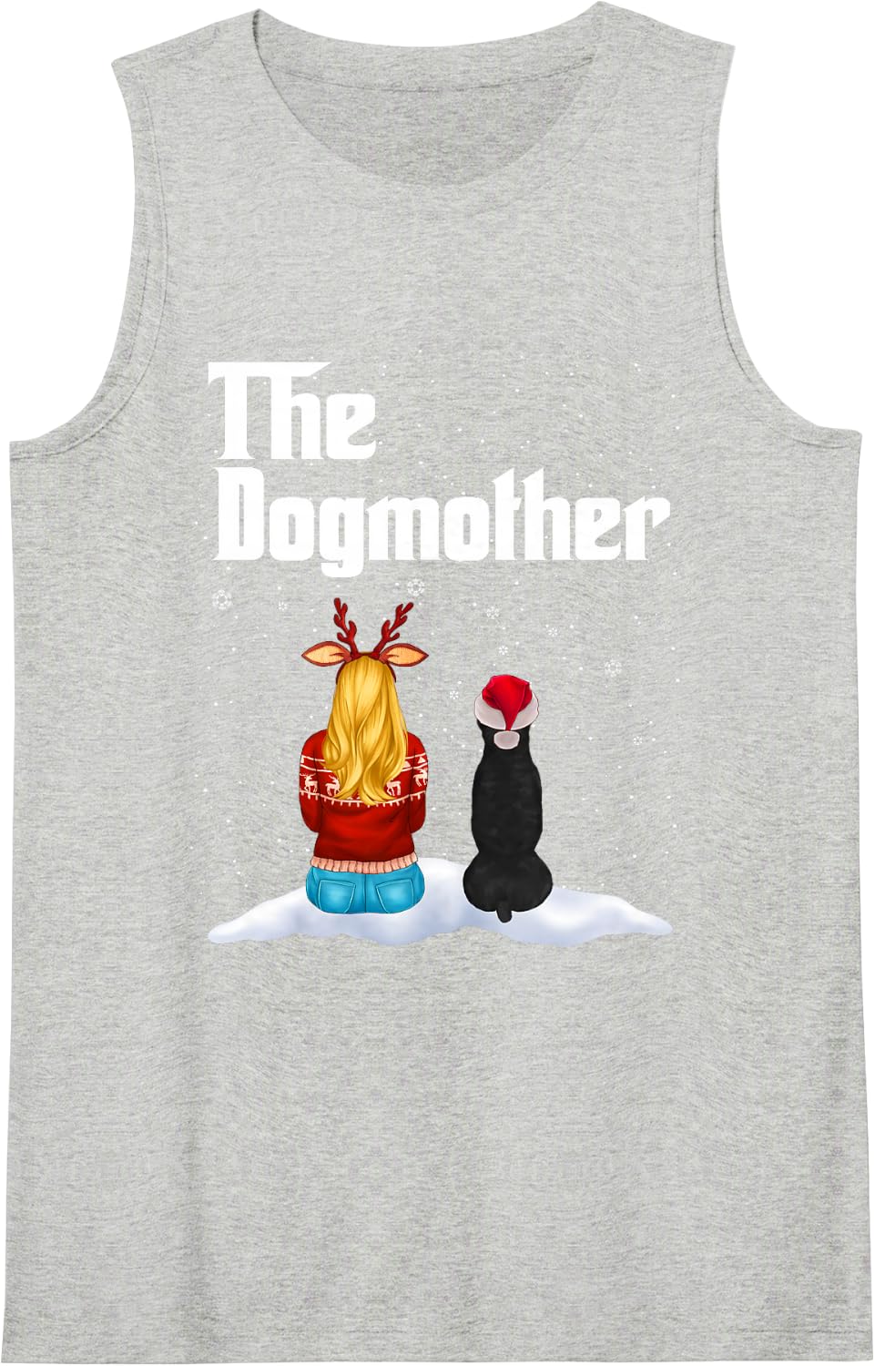 The Dogmother Cane Corso Dog Mom Christmas Puppy Xmas Sleeveless Tank Top - Heather Grey