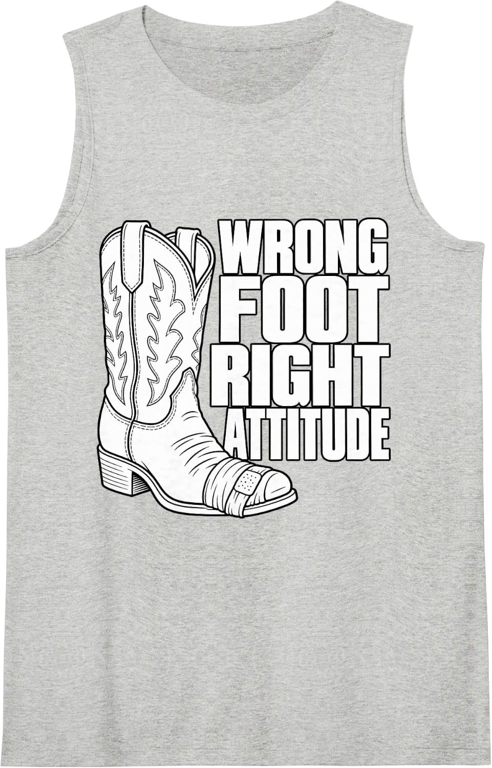 Line Dancing Wrong Foot Right Attitude Boot Funny Country Sleeveless Tank Top - Heather Grey