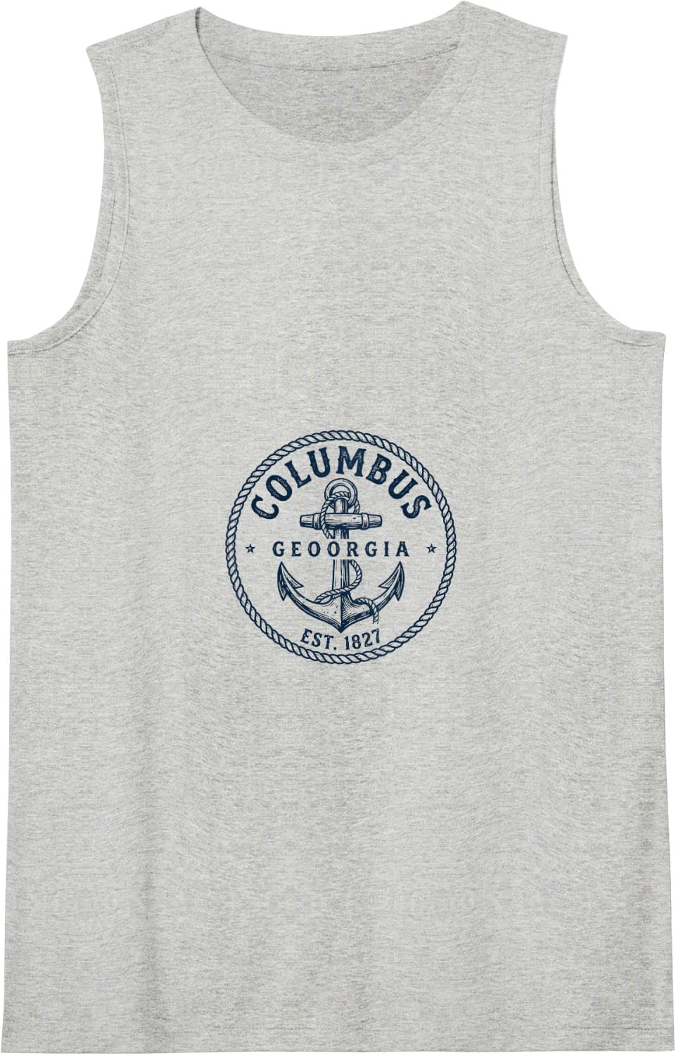 Columbus Georgia Vintage Nautical Anchor Design Tank Top - Heather Grey