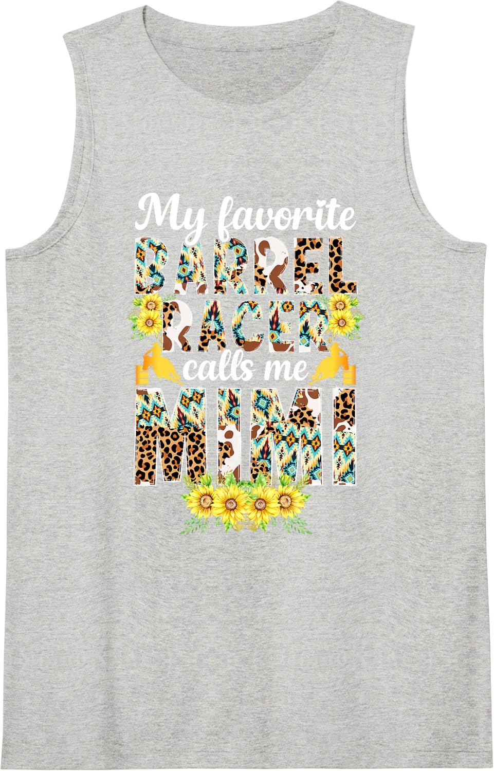 Proud Barrel Racing Mimi Grandma Mimi of A Barrel Racer Mimi Sleeveless Tank Top - Heather Grey