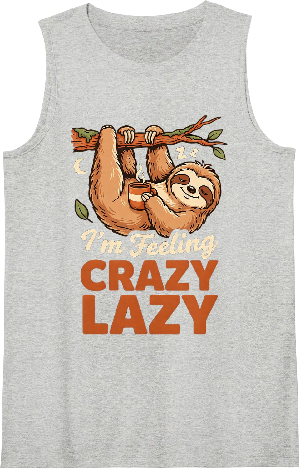 I'm Feeling Crazy Lazy Sloth Vibes Chill - Sleeveless Tank Top - Heather Grey