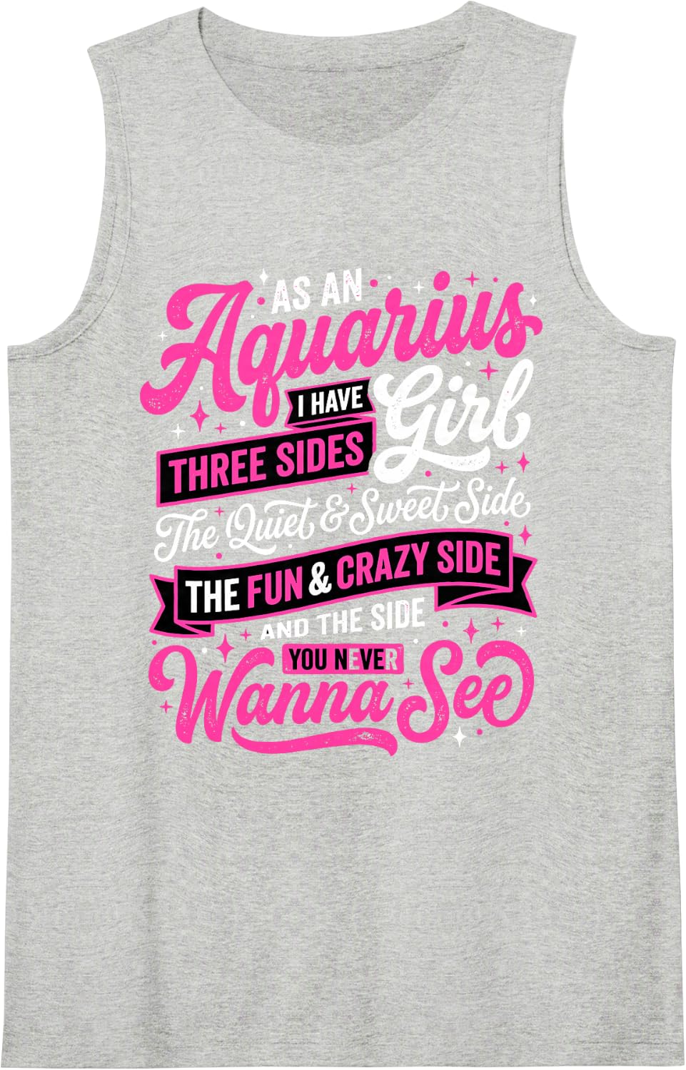 Aquarius Girl Three Sides Zodiac Sign Astrology Horoscope Tank Top - Heather Grey