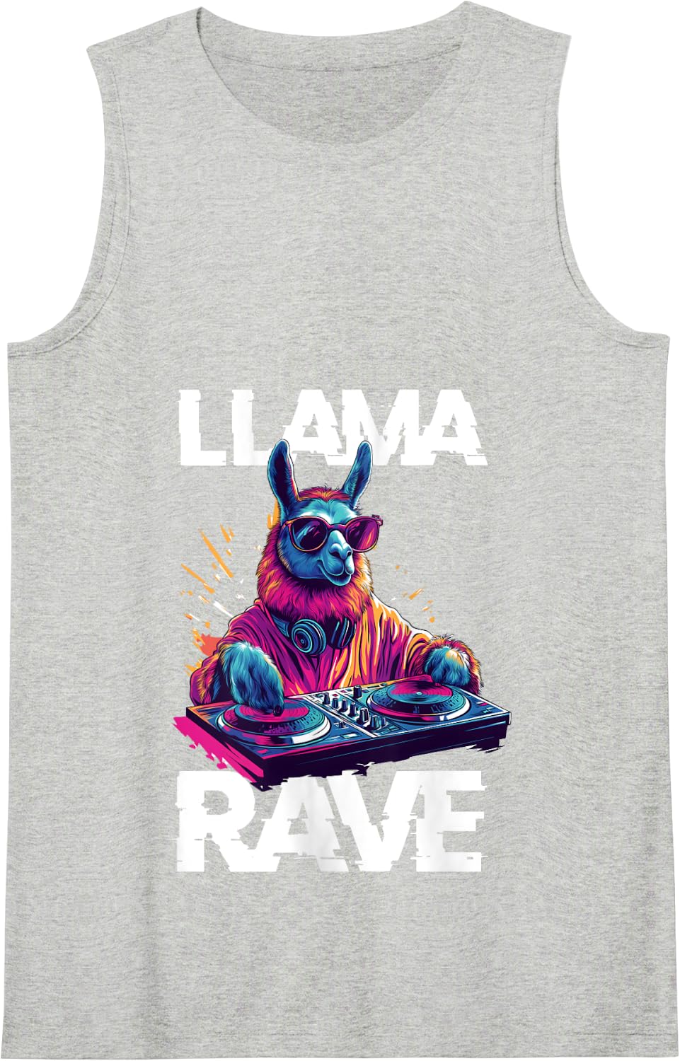 Llama Raves EDM Tech House Music Festival Party Tank Top - Heather Grey