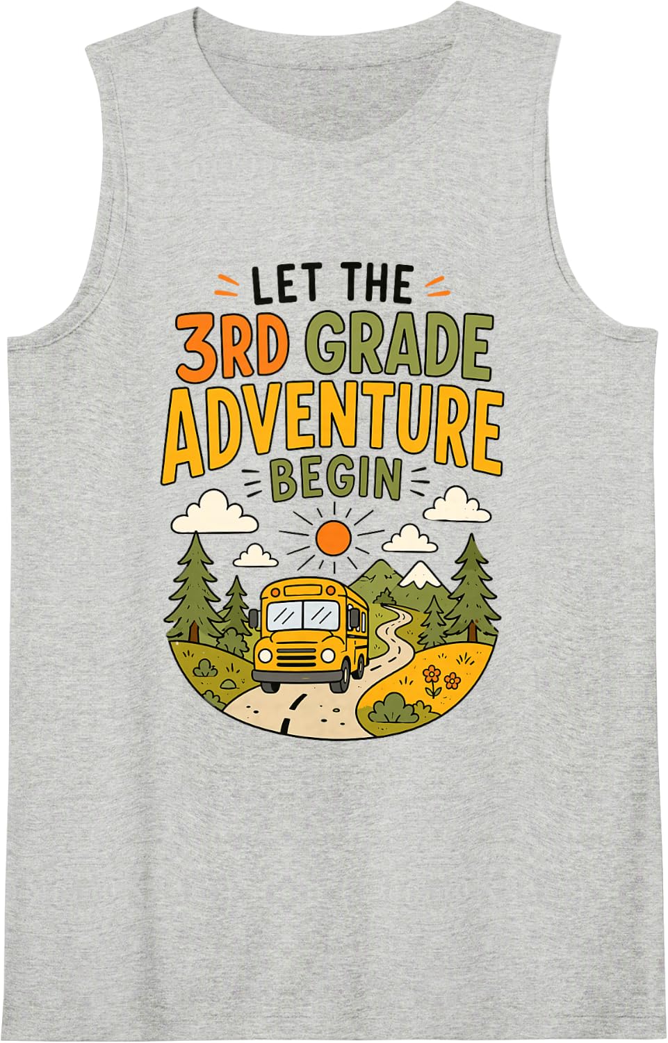 Let The 3rd Grade Adventure Begin Funny Third Grade Teacher Sleeveless Tank Top - Heather Grey