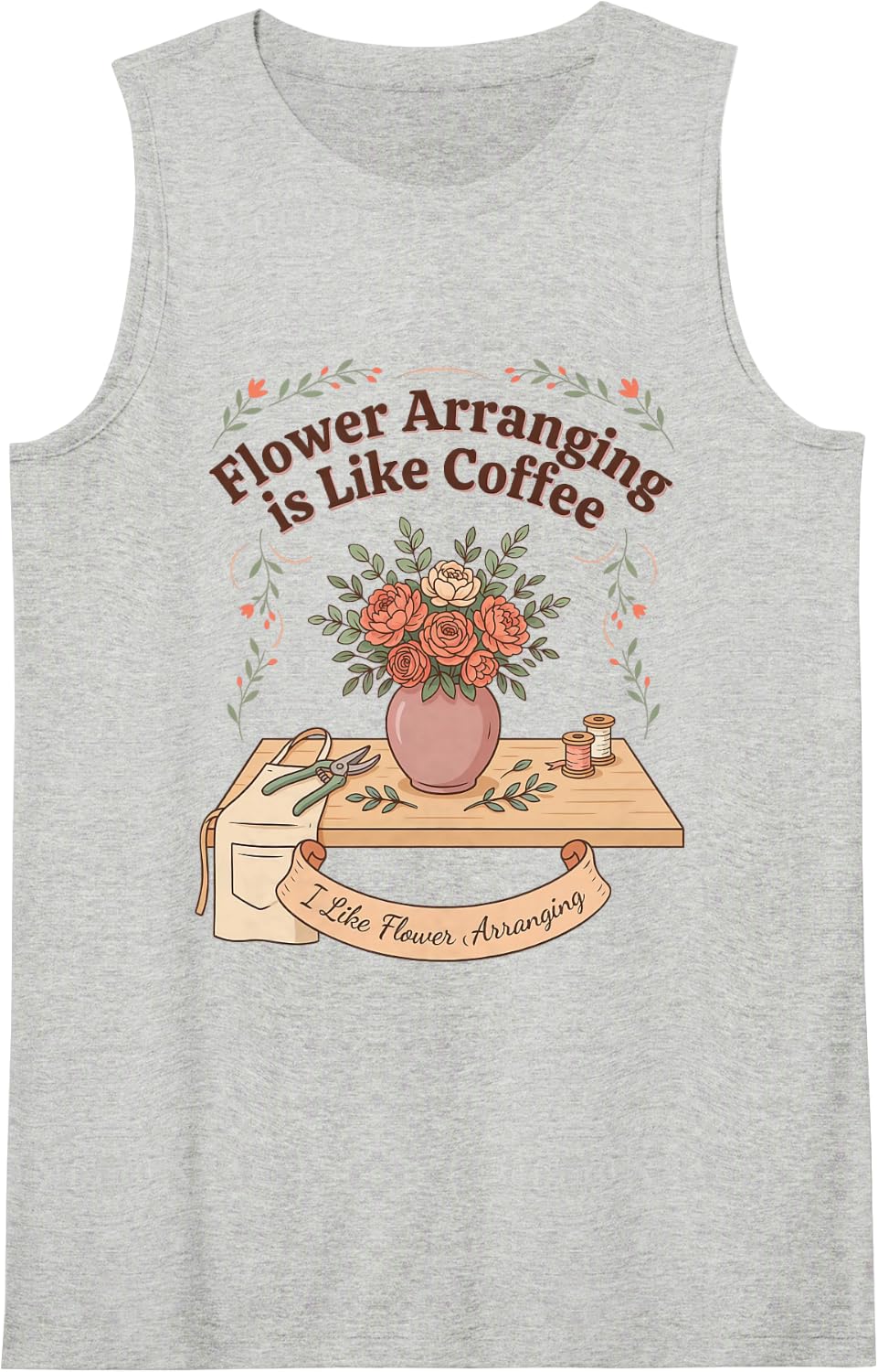 Flower Arranging Floral Arrangement Hobby Designer Sleeveless Tank Top - Heather Grey