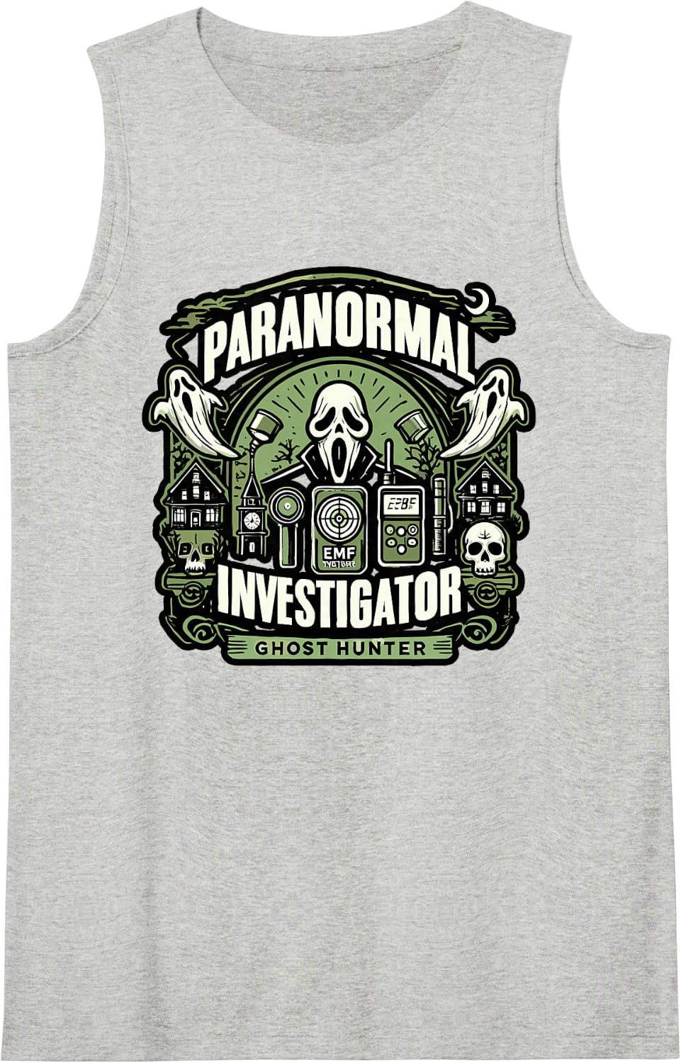 Ghost Hunting Paranormal Expert Costumes for Ghost Hunter Sleeveless Tank Top - Heather Grey