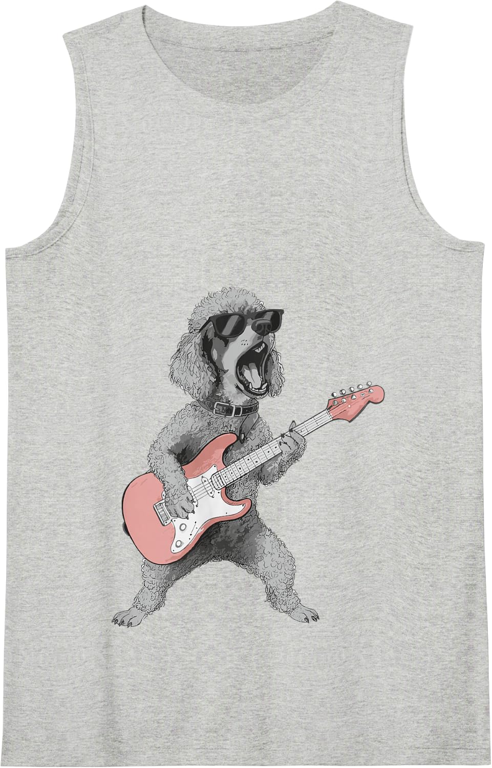 Poodle Playing A Guitar | Vintage Poodle Tank Top - Heather Grey