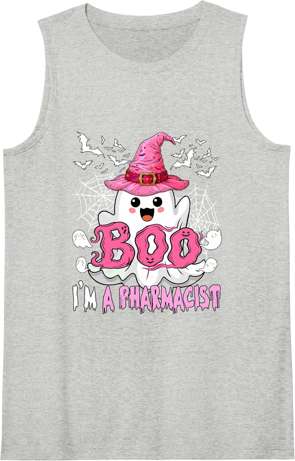 Boo Proud A Pharmacist Halloween Ghost Cosplay Witch Lover Sleeveless Tank Top - Heather Grey
