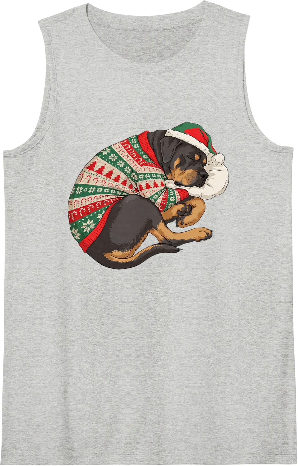 Sleepy Cane Corso Cozy Pajama Santa Hat Dog Mom Dad Lover Sleeveless Tank Top - Heather Grey