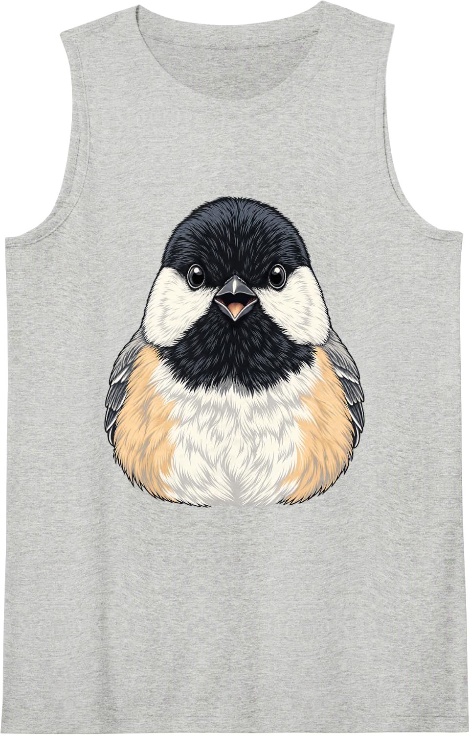 Chickadee Black Capped Bird Watching Songbird Birder Sleeveless Tank Top - Heather Grey