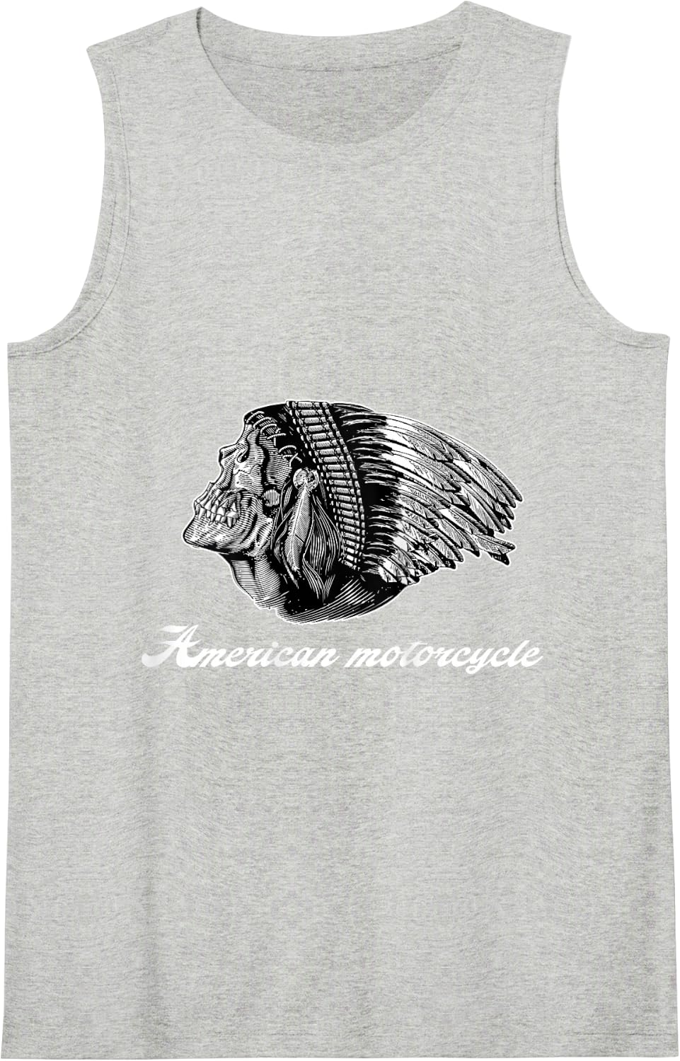 American Motorcycle Skull Native Indian Eagle Chief Vintage Tank Top - Heather Grey