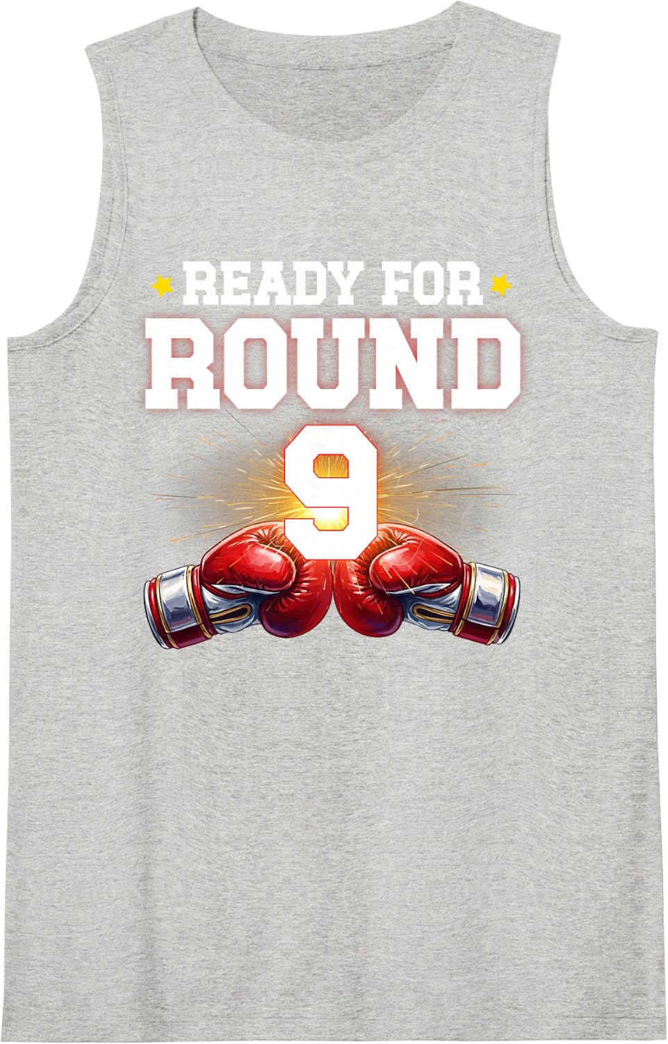 9th Boxing Birthday Party Nine Year Old Boxer Birthday Tank Top - Heather Grey