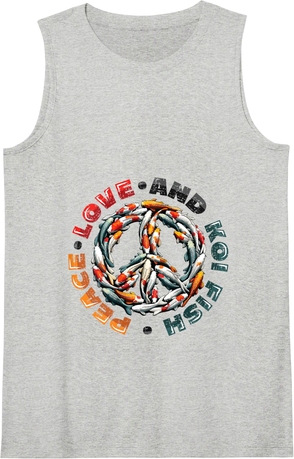 Peace Love Koi Fish Japanese Fish Koi Tank Top - Heather Grey