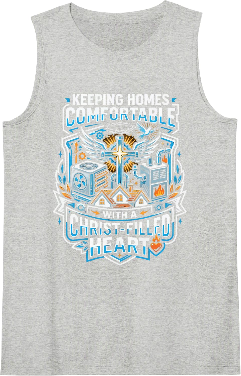 Christian HVAC Tech Jesus Christ Air Conditioning Tank Top - Heather Grey