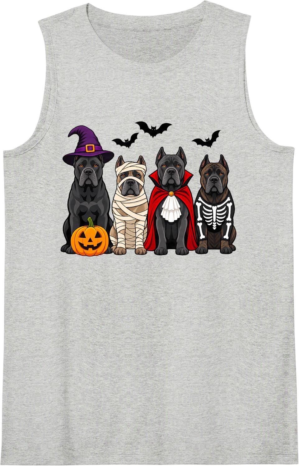 Cane Corso Ghost Witch Mummy Fall Dog Lover Halloween Sleeveless Tank Top - Heather Grey