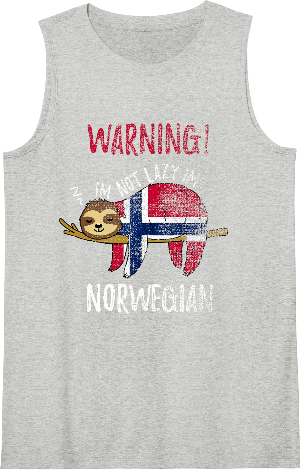 Norway Flag Sloth Im Not Lazy Im Norwegian Vintage Tank Top - Heather Grey
