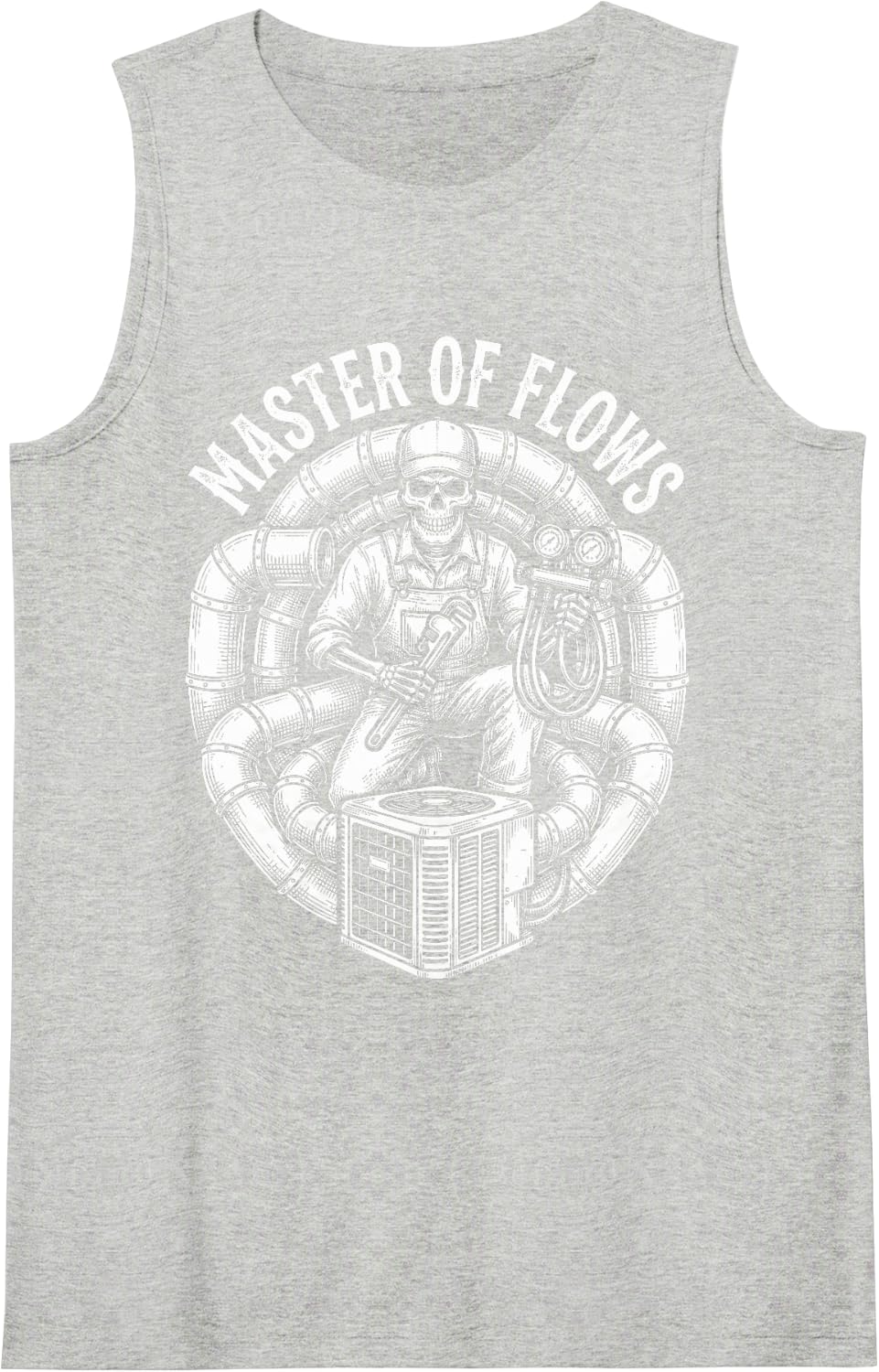 Master of Flows Skeleton HVAC Technician Tech Installer Tee Sleeveless Tank Top - Heather Grey