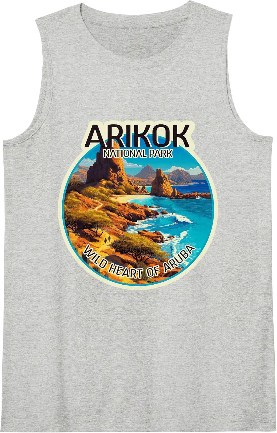 Arikok National Park Aruba Summer Vacation Travel Sleeveless Tank Top - Heather Grey