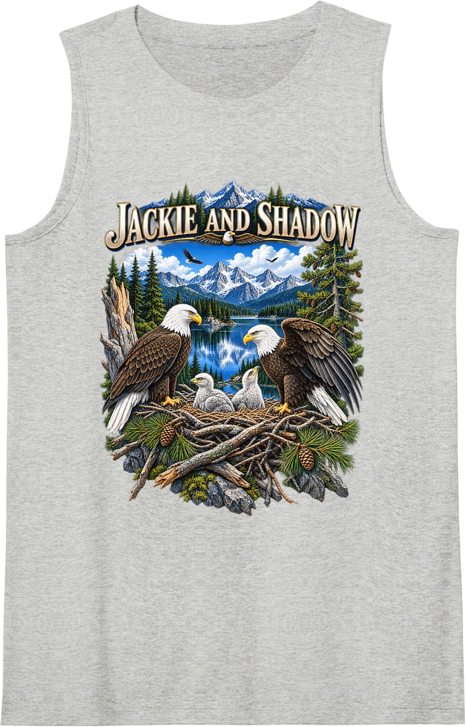 Vintage Jackie and Shadow Bald Eagle Family Nature Lovers Tank Top - Heather Grey