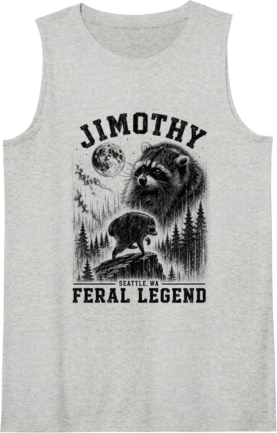 Jimothy Raccoon Feral Legend Funny Wildlife Meme Sleeveless Tank Top - Heather Grey
