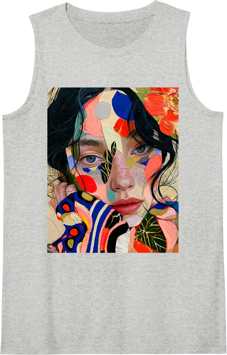 Pop Art Women's Designer Stylish Tops Sleeveless Tank Top - Heather Grey