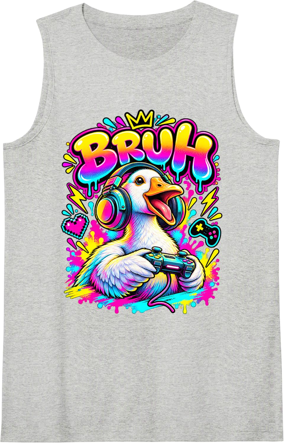 Bruh Goose Funny Video Games Boys Animal Lover Sleeveless Tank Top - Heather Grey