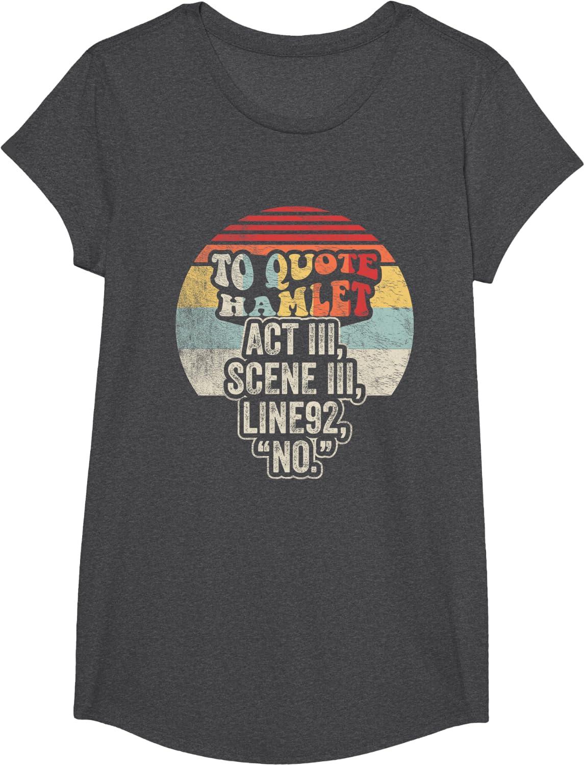 to Quote Hamlet Funny Retro Vintage Sunset Graphic T-Shirt - Girls Dark Heather Grey