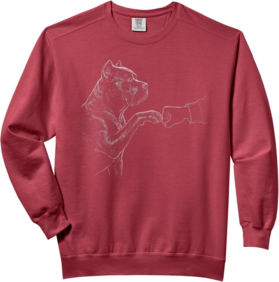 Cane Corso Fist Bump Dog Owner Friendship Men Women Comfort Colors Adult Sweatshirt - Adult Unisex Crimson