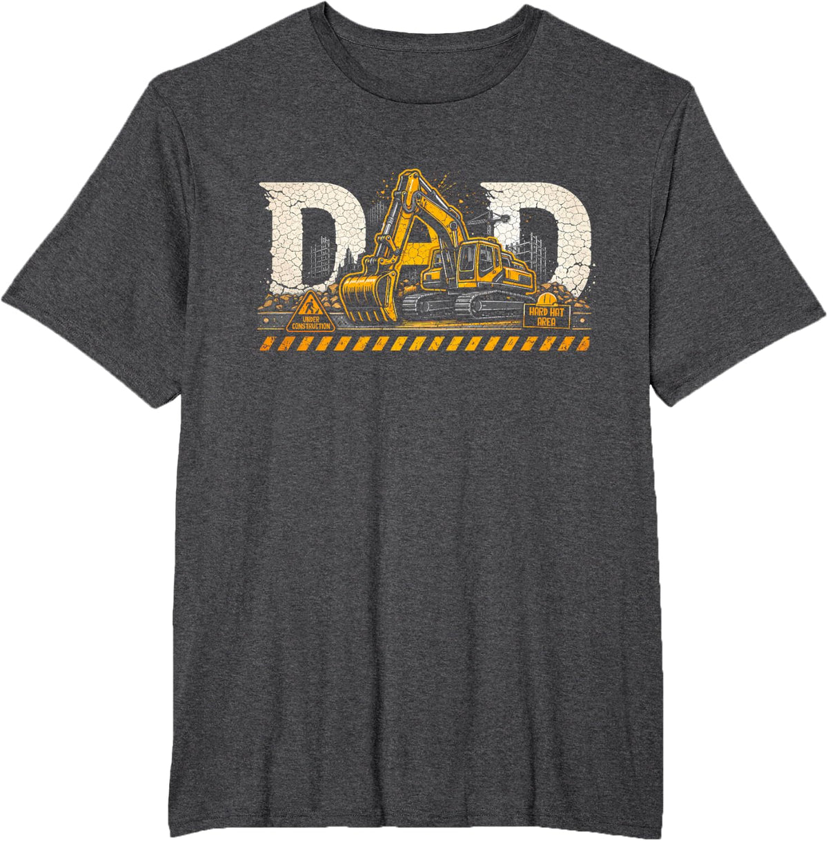 Excavator Dad Father's Day Construction Father Birthday T-Shirt - Dark Heather Grey