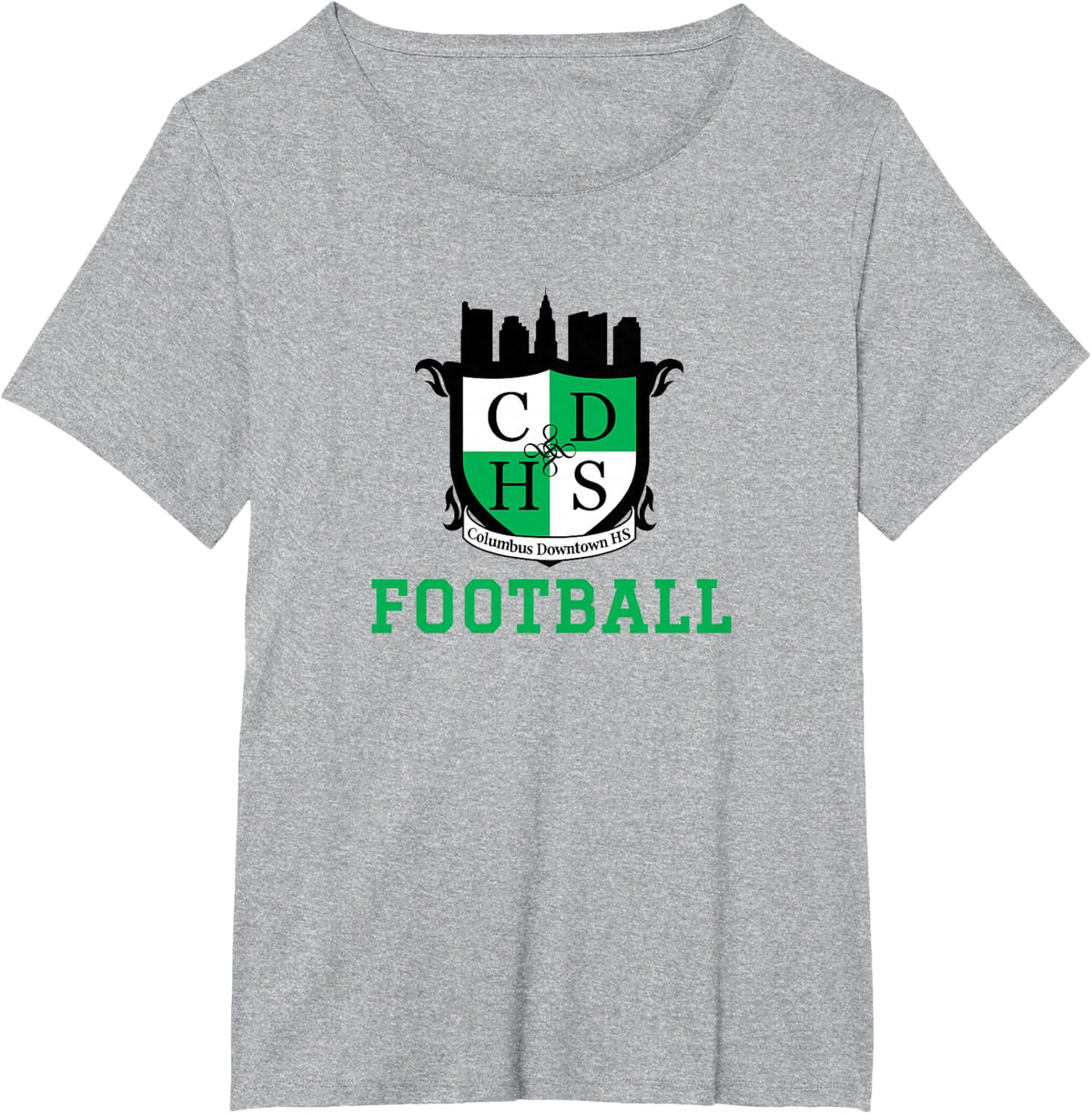 Columbus Downtown Logo Football T-Shirt - Heather Grey