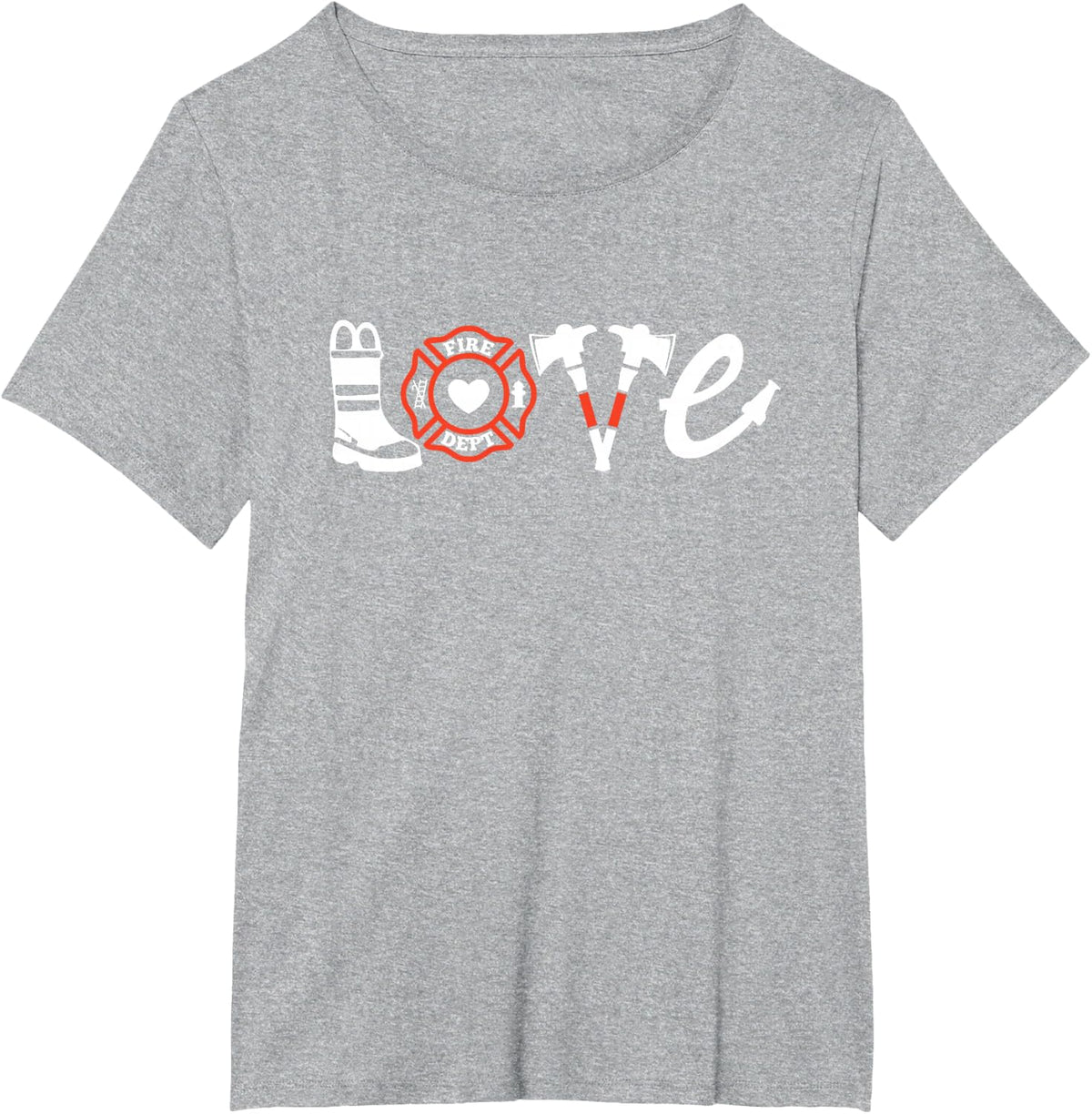 Firefighter Shirt- Love Firefighter Tee, Firefighter Gift T-Shirt - Heather Grey