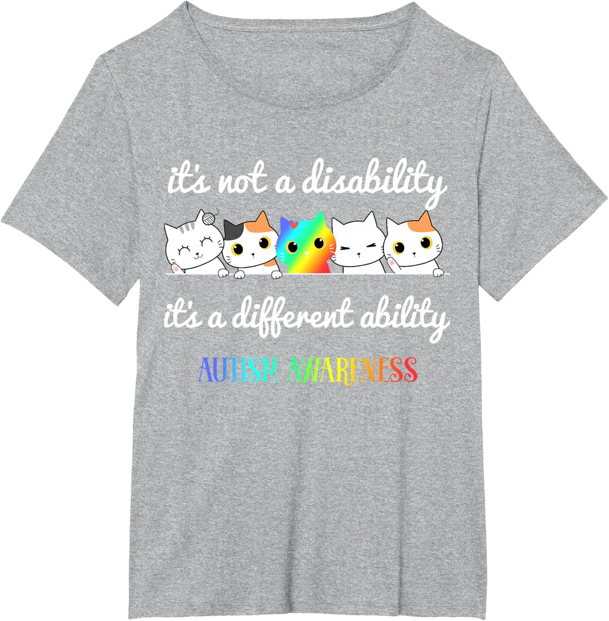 Cat Autism It's Not a Disability It's a Different Ability T-Shirt - Heather Grey