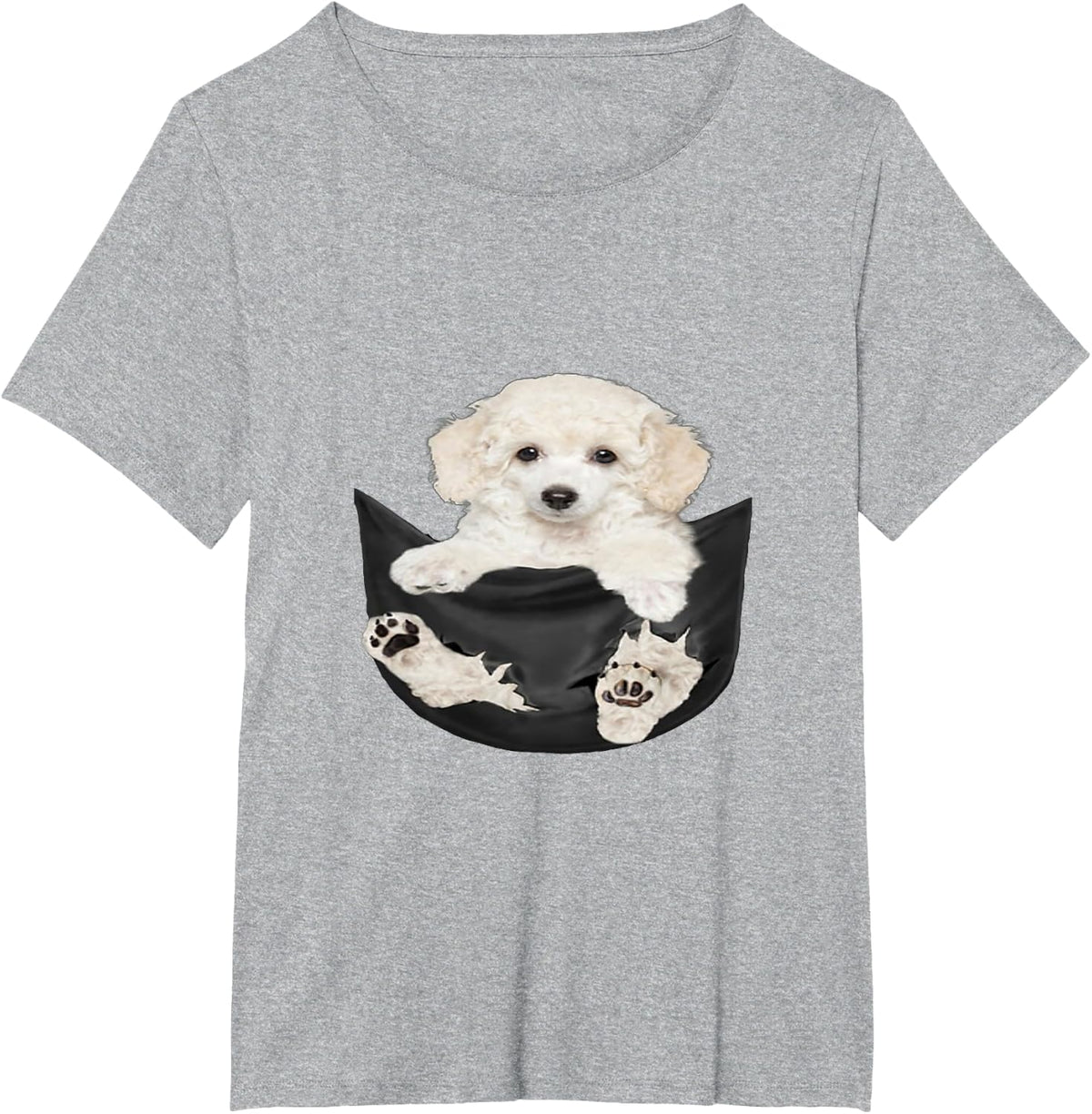 Dog Lovers Gifts White Poodle In Pocket Funny Dog Face T-Shirt - Heather Grey