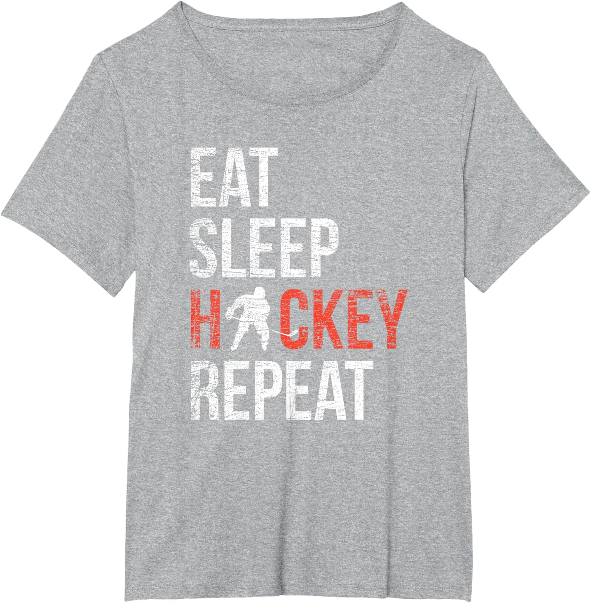 Eat Sleep Hockey Repeat Youth Ice Hockey T-Shirt - Heather Grey
