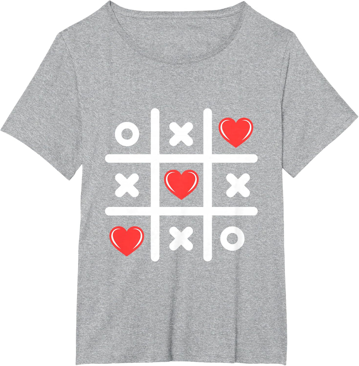 Tic Tac Toe 3 in a Row Funny Valentines Womens Men Kids T-Shirt - Heather Grey