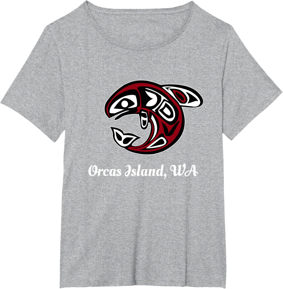 Orcas Island Orca Whale Totem T-Shirt - Heather Grey