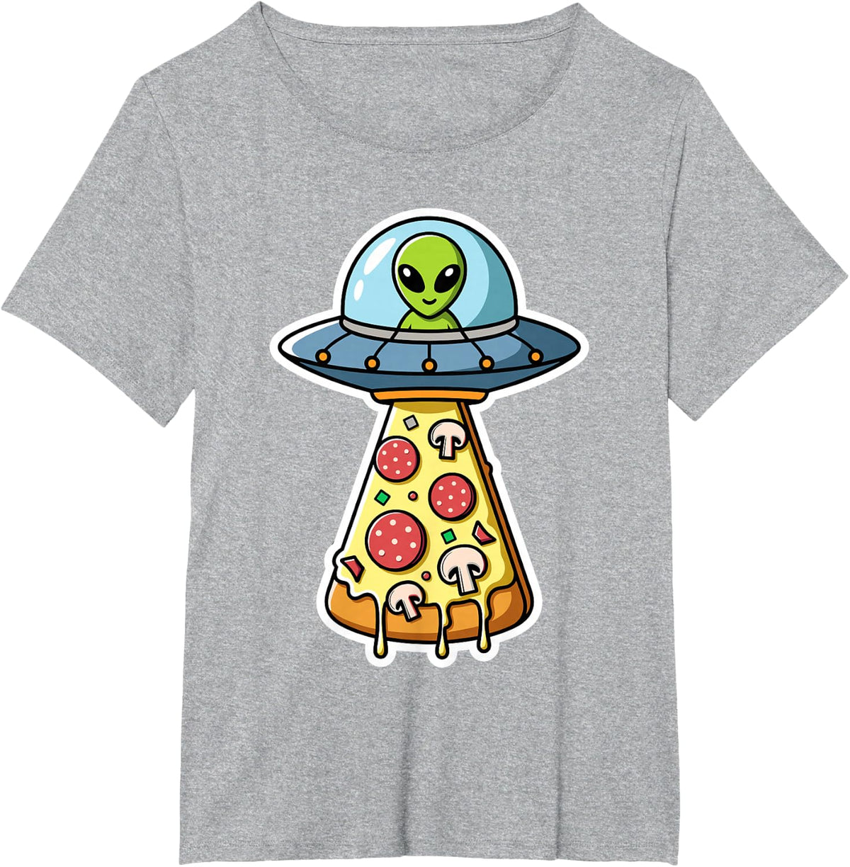UFO Alien Pizza Abduction Extraterrestrial Kids Cosmic Space T-Shirt - Heather Grey