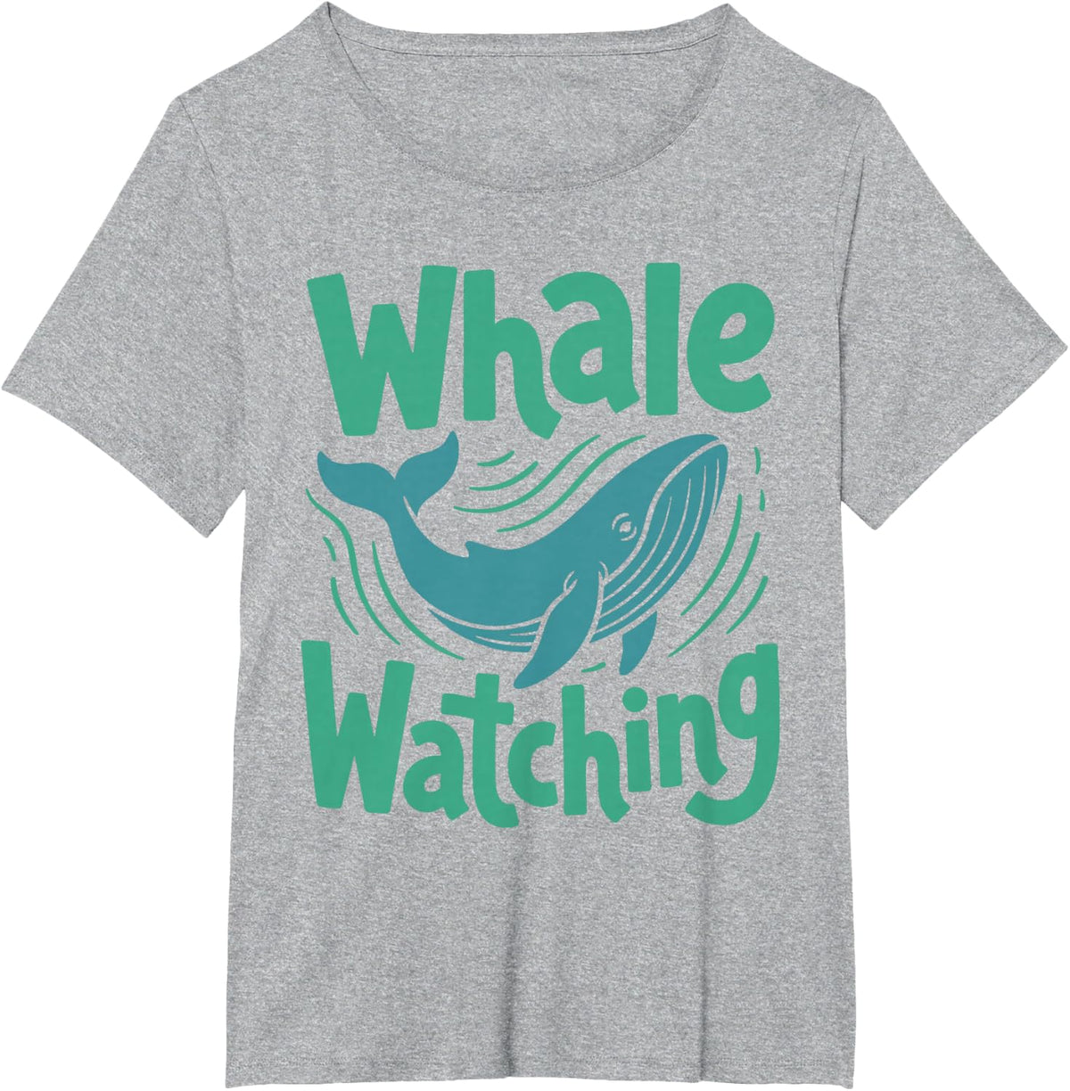 Whale Watching Minimalist Teal Ocean Life T-Shirt - Heather Grey